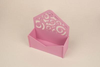 ПУ307-02-0505Подарочная упаковка-конверт с цветами(18*6,6*20,5)МДФ 3мм,окраш.Розовый,1шт.